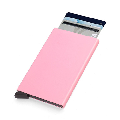 RFID 알루미늄 팝업 슬라이드 카드지갑 하단 Pink