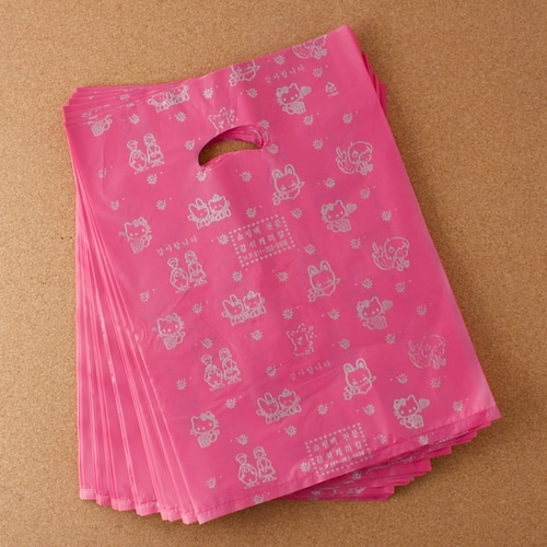 팬시 양장 비닐봉투 pink 100개입 37cm