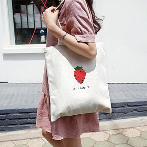 daily 딸기 지퍼 포켓 캔버스백 37