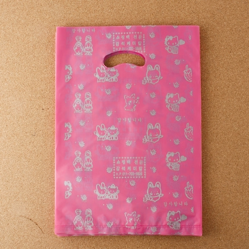 팬시 양장 비닐봉투 pink 100개입 31.5cm