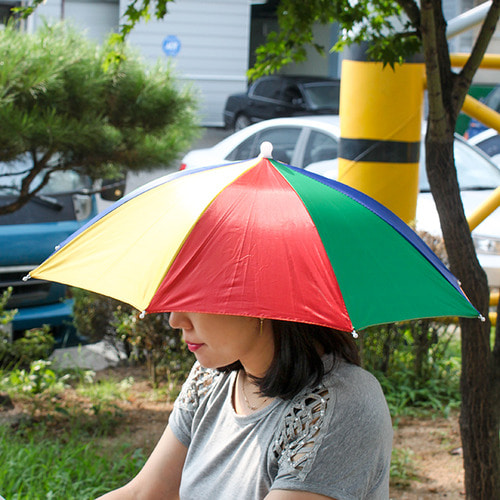 야구장 햇빛가리개 우산형 무지개 모자