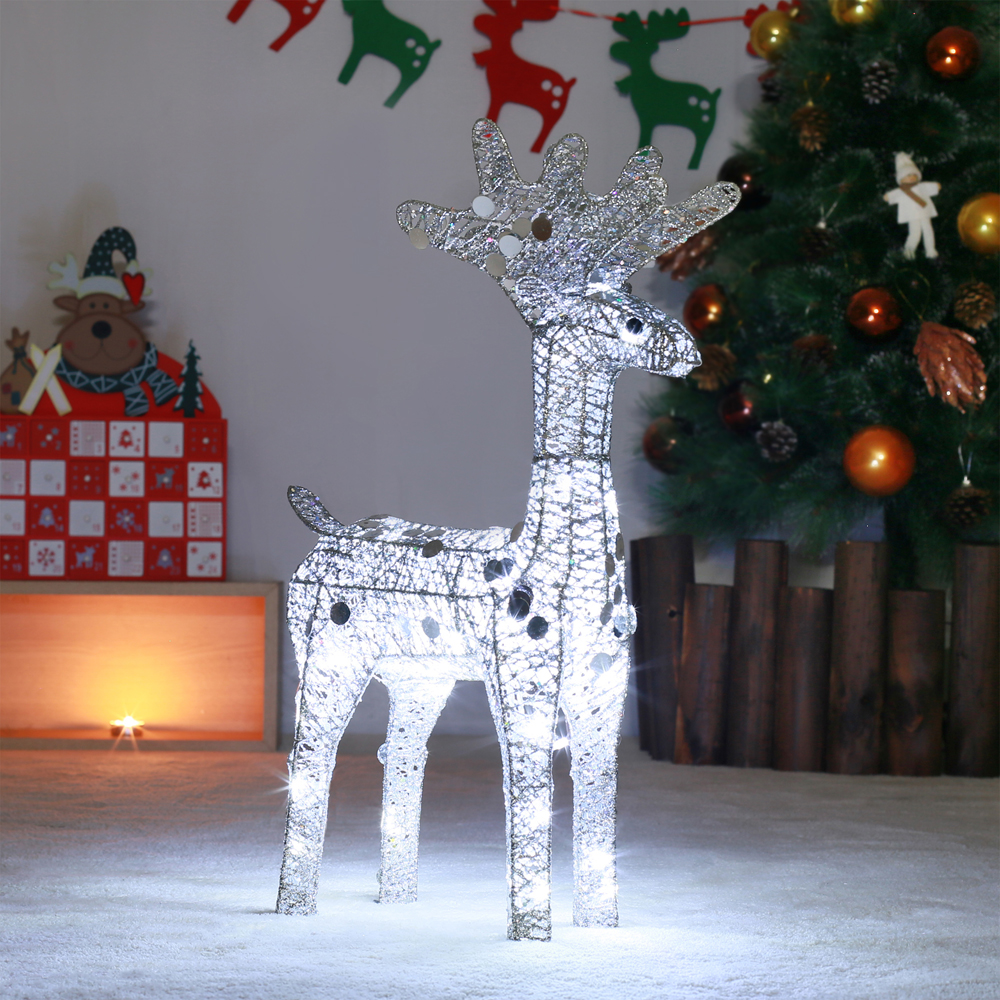 특가) LED 루돌프 사슴 실버 50cm 크리스마스장식
